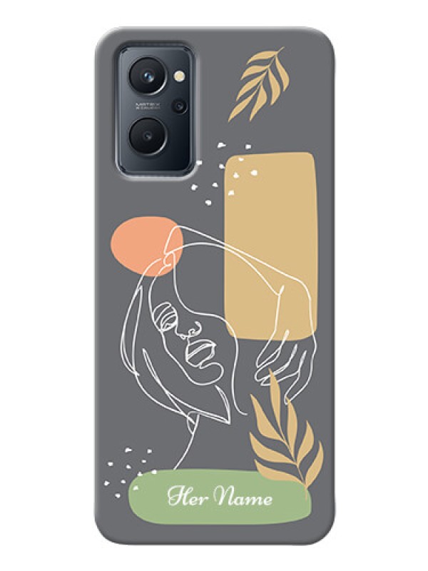 Custom Realme 9I Phone Back Covers: Gazing Woman line art Design