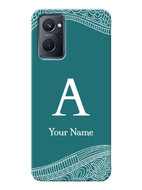 Custom Realme 9I Mobile Back Covers: line art pattern with custom name Design