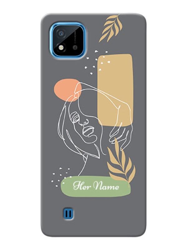 Custom Realme C11 2021 Phone Back Covers: Gazing Woman line art Design