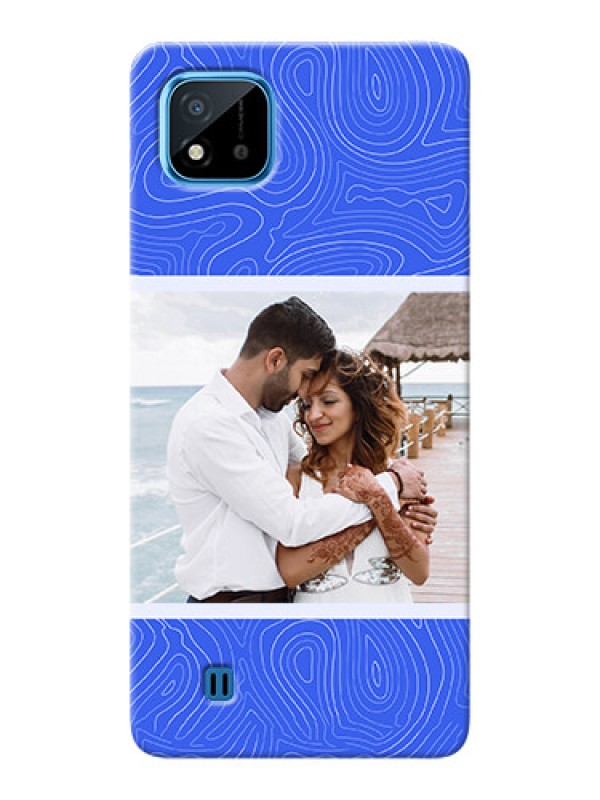 Custom Realme C11 2021 Mobile Back Covers: Curved line art with blue and white Design