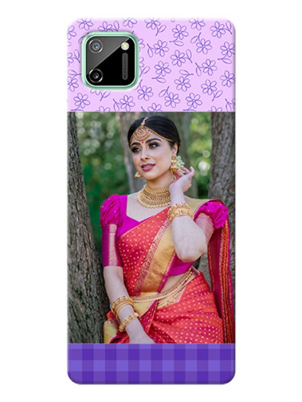 Custom Realme C11 Mobile Cases: Purple Floral Design