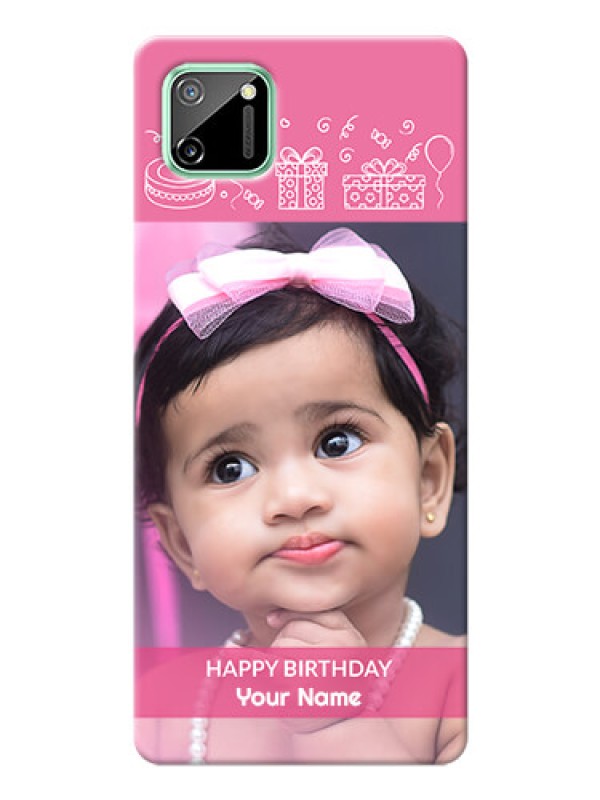 Custom Realme C11 Custom Mobile Cover with Birthday Line Art Design