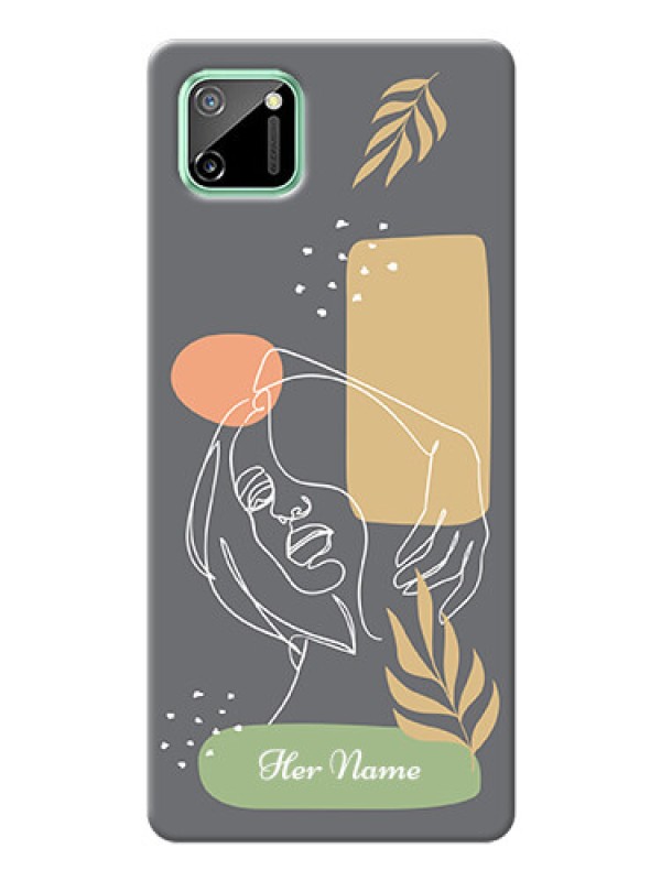 Custom Realme C11 Phone Back Covers: Gazing Woman line art Design