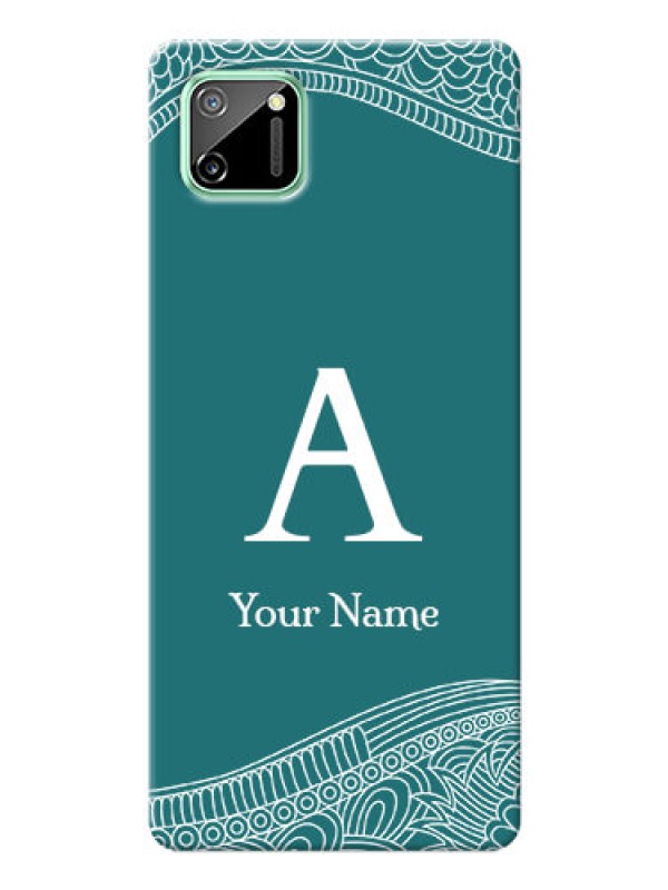 Custom Realme C11 Mobile Back Covers: line art pattern with custom name Design