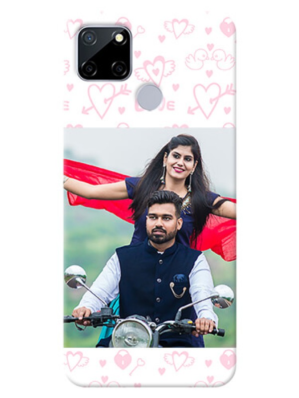 Custom Realme C12 personalized phone covers: Pink Flying Heart Design