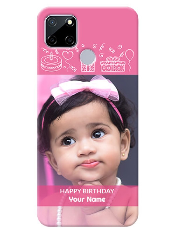 Custom Realme C12 Custom Mobile Cover with Birthday Line Art Design