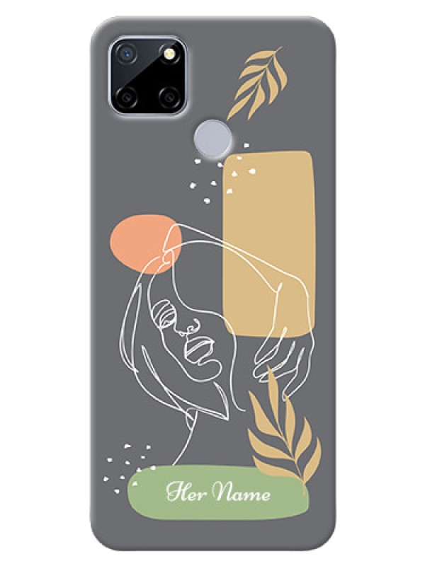 Custom Realme C12 Phone Back Covers: Gazing Woman line art Design