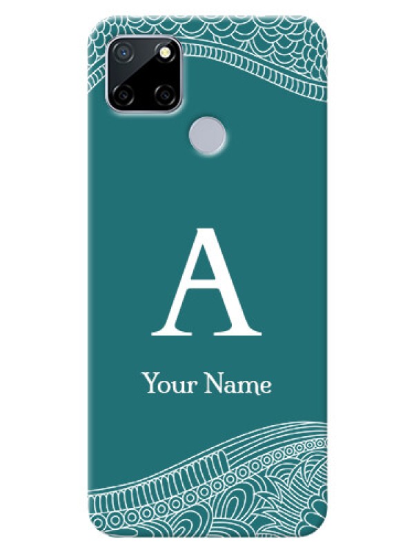 Custom Realme C12 Mobile Back Covers: line art pattern with custom name Design