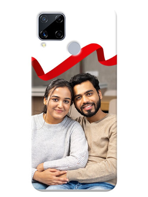 Custom Realme C15 custom phone cases: Red Ribbon Frame Design
