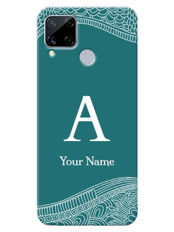 Custom Realme C15 Mobile Back Covers: line art pattern with custom name Design