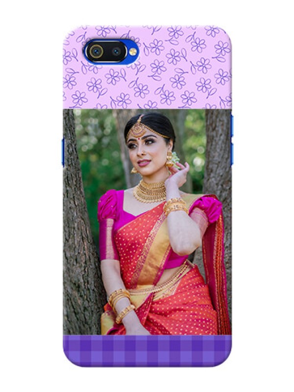 Custom Realme C2 Mobile Cases: Purple Floral Design