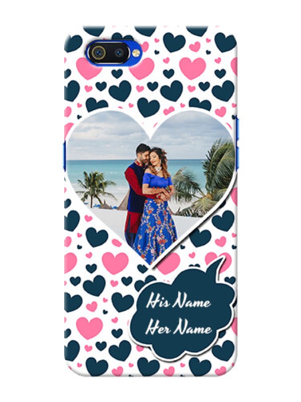 Custom Realme C2 Mobile Covers Online: Pink & Blue Heart Design