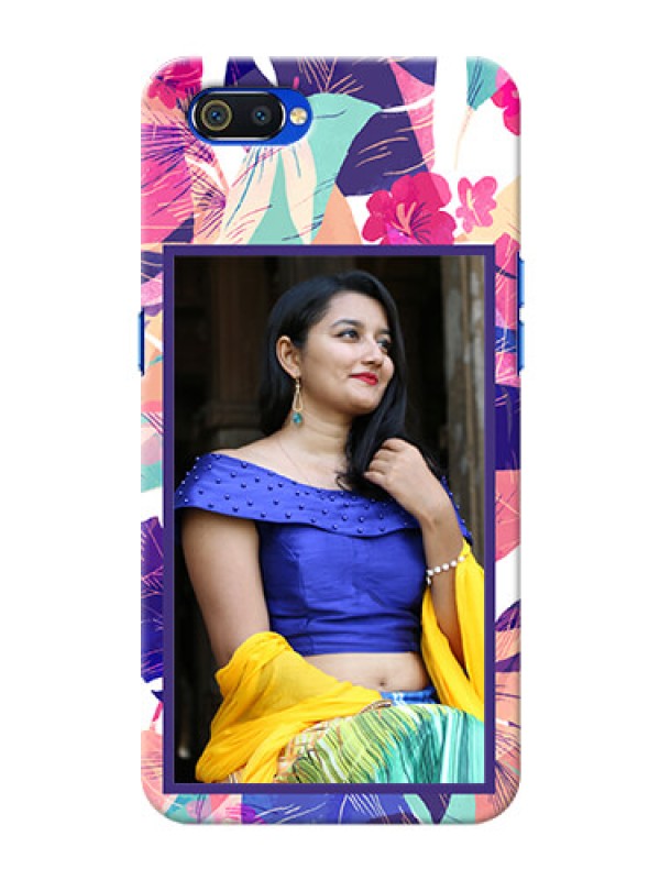 Custom Realme C2 Personalised Phone Cases: Abstract Floral Design