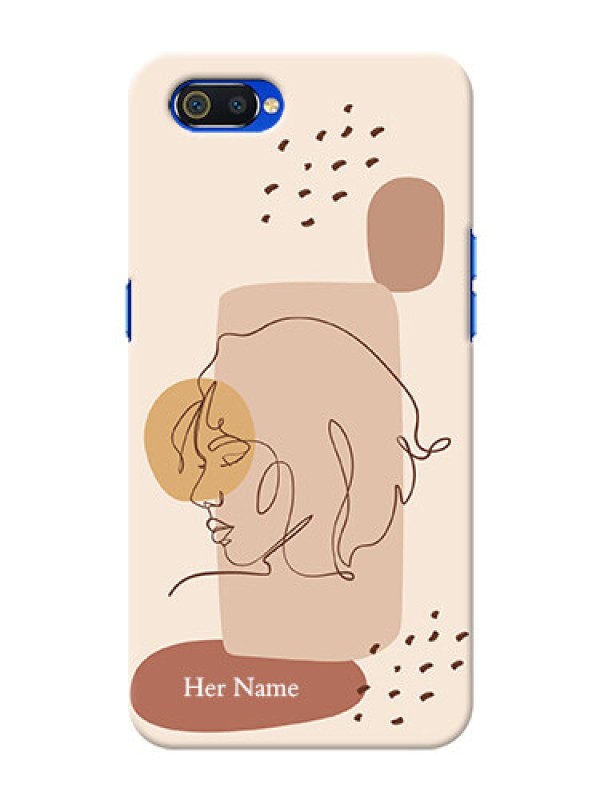 Custom Realme C2 Custom Phone Covers: Calm Woman line art Design