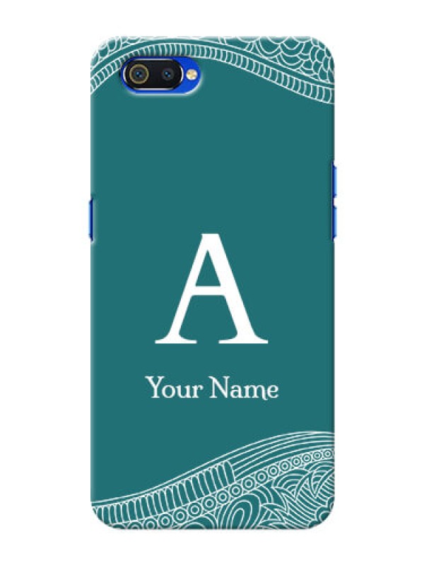 Custom Realme C2 Mobile Back Covers: line art pattern with custom name Design