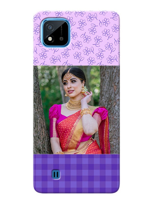 Custom Realme C20 Mobile Cases: Purple Floral Design