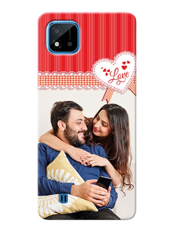 Custom Realme C20 phone cases online: Red Love Pattern Design