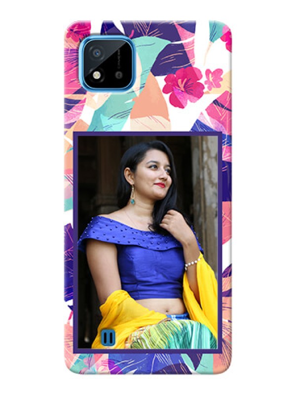 Custom Realme C20 Personalised Phone Cases: Abstract Floral Design