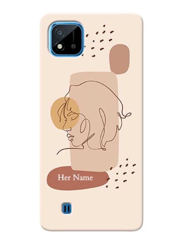 Custom Realme C20 Custom Phone Covers: Calm Woman line art Design