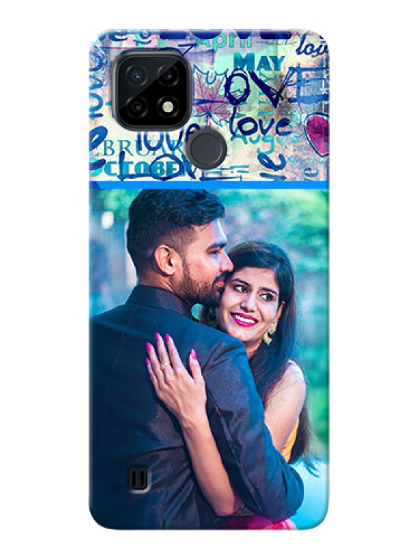 Custom Realme C21 Mobile Covers Online: Colorful Love Design