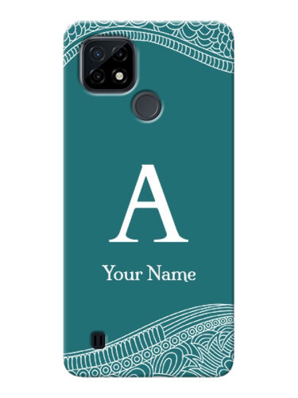 Custom Realme C21 Mobile Back Covers: line art pattern with custom name Design