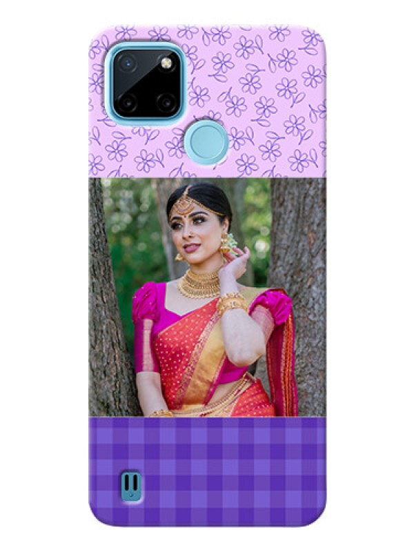 Custom Realme C21Y Mobile Cases: Purple Floral Design
