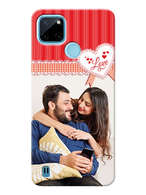 Custom Realme C21Y phone cases online: Red Love Pattern Design