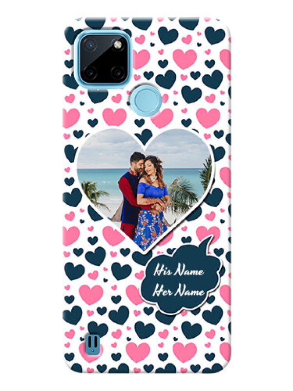 Custom Realme C21Y Mobile Covers Online: Pink & Blue Heart Design