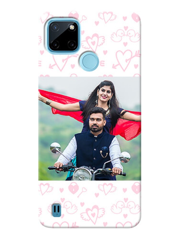 Custom Realme C21Y personalized phone covers: Pink Flying Heart Design