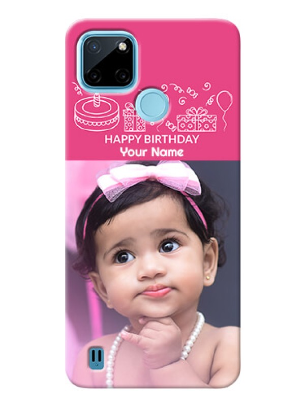Custom Realme C21Y Custom Mobile Cover with Birthday Line Art Design