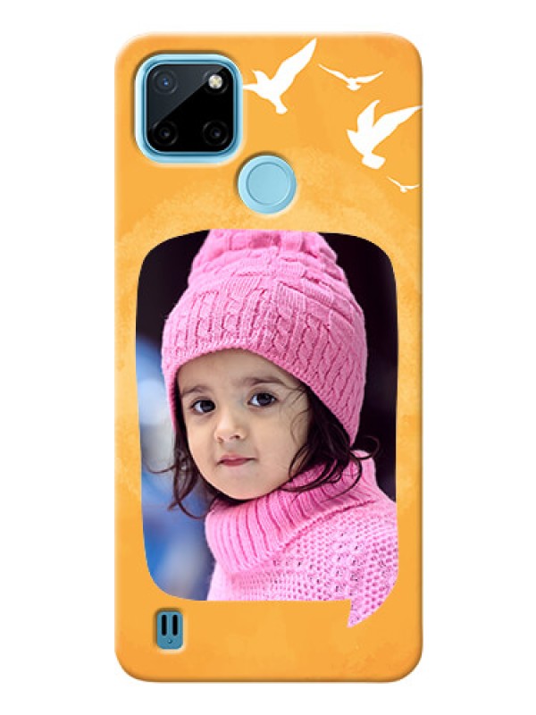 Custom Realme C21Y Phone Covers: Water Color Design with Bird Icons