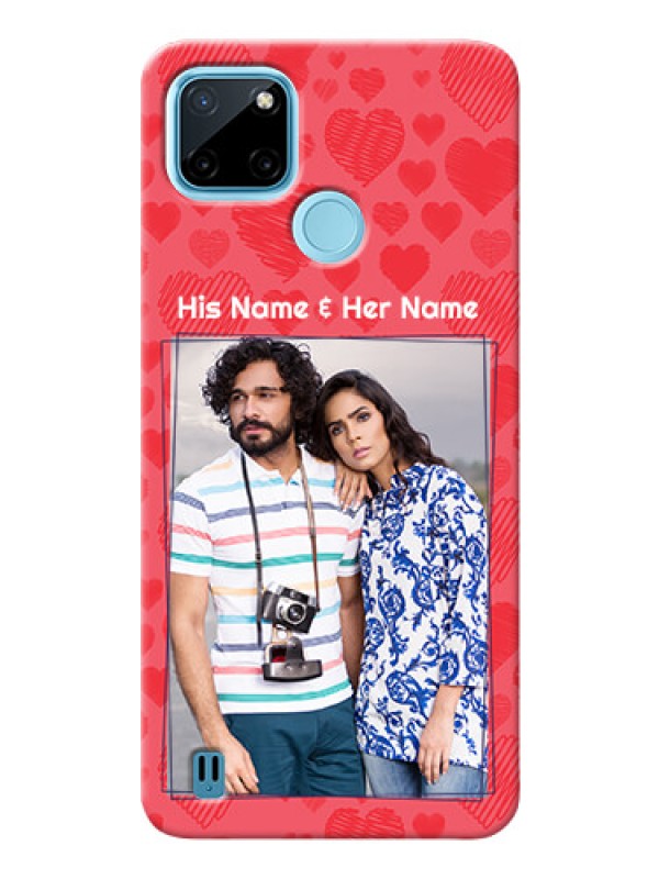 Custom Realme C21Y Mobile Back Covers: with Red Heart Symbols Design