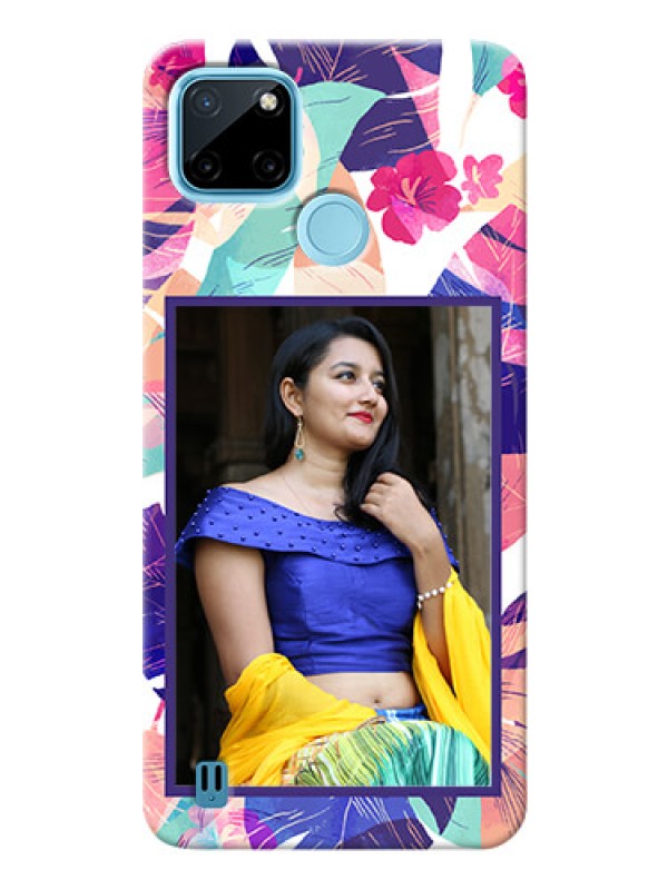 Custom Realme C21Y Personalised Phone Cases: Abstract Floral Design