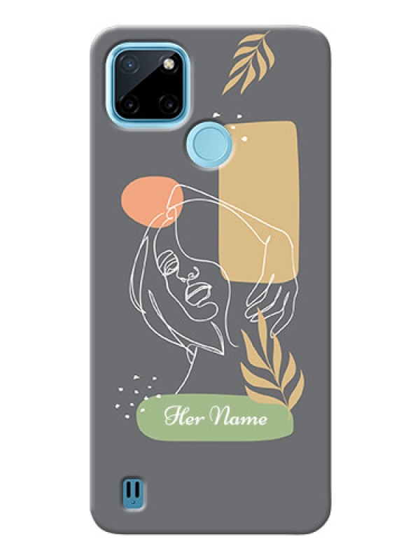 Custom Realme C21Y Phone Back Covers: Gazing Woman line art Design