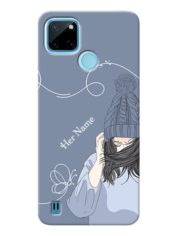 Custom Realme C21Y Custom Mobile Case with Girl in winter outfit Design