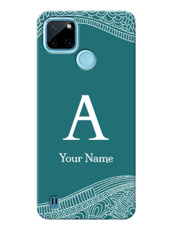 Custom Realme C25_Y Mobile Back Covers: line art pattern with custom name Design