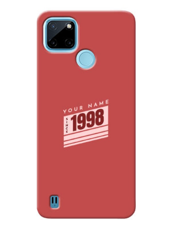 Custom Realme C25_Y Phone Back Covers: Red custom year of birth Design