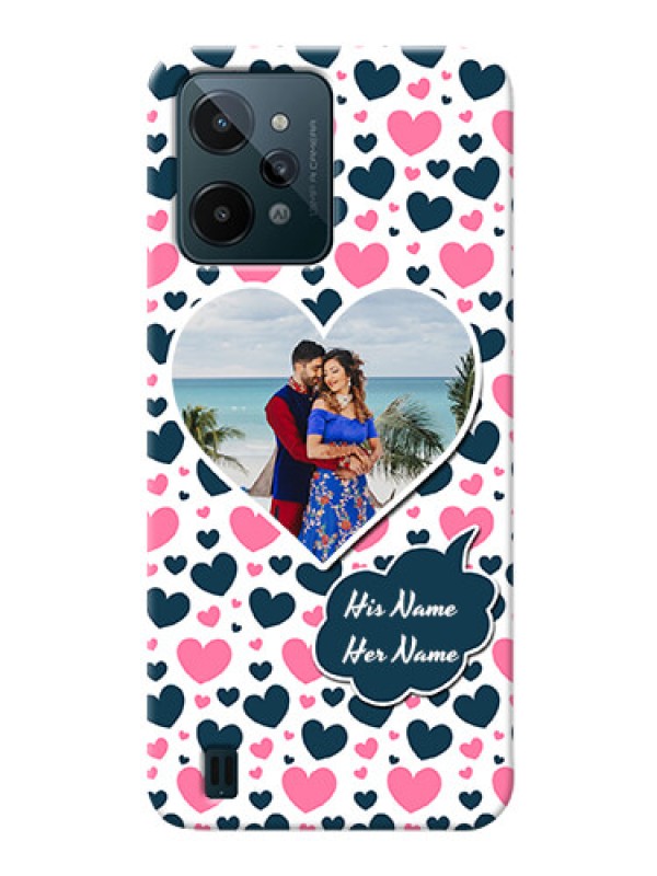 Custom Realme C31 Mobile Covers Online: Pink & Blue Heart Design