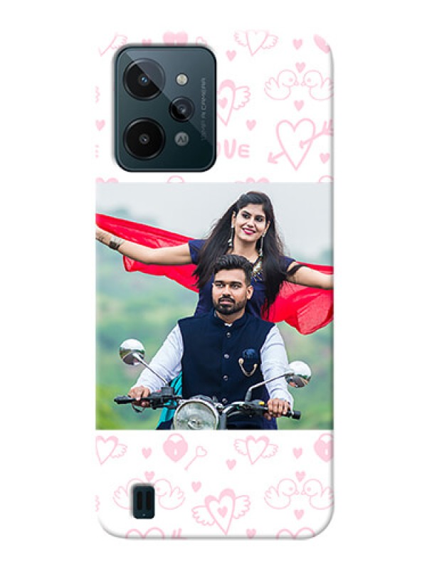 Custom Realme C31 personalized phone covers: Pink Flying Heart Design