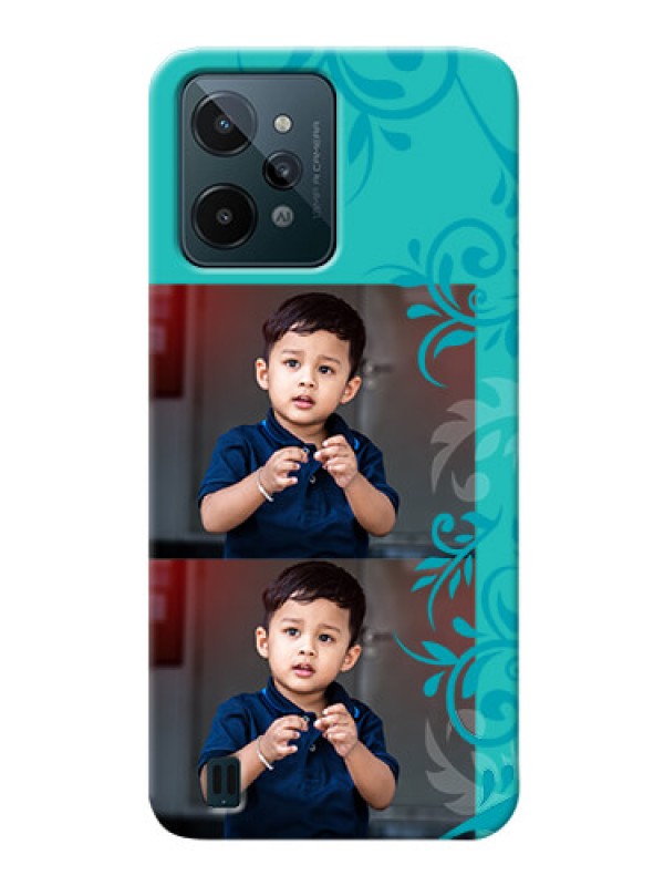Custom Realme C31 Mobile Cases with Photo and Green Floral Design 