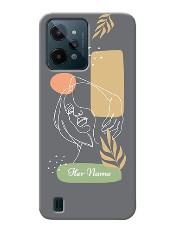 Custom Realme C31 Phone Back Covers: Gazing Woman line art Design