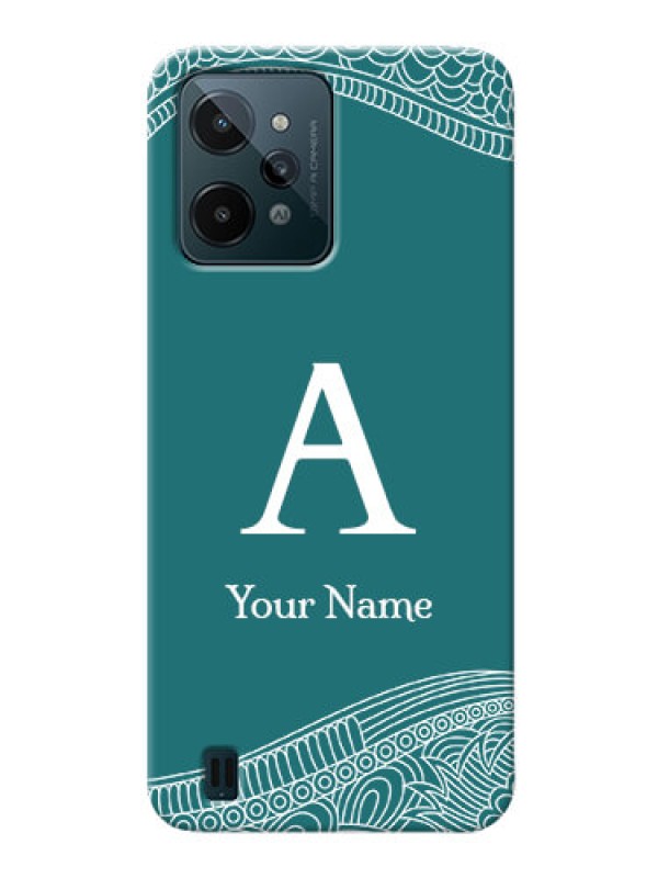 Custom Realme C31 Mobile Back Covers: line art pattern with custom name Design
