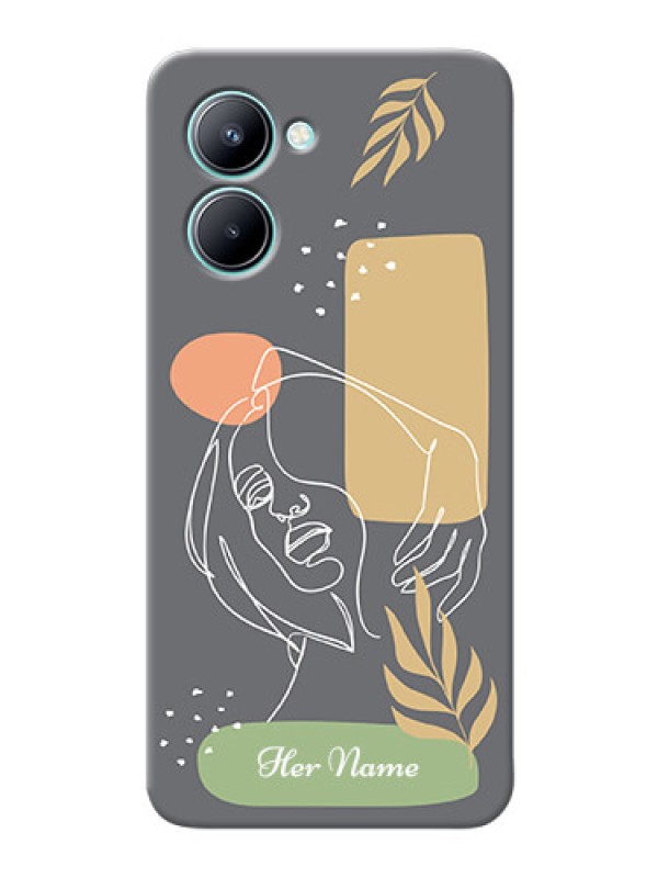 Custom Realme C33 2023 Phone Back Covers: Gazing Woman line art Design