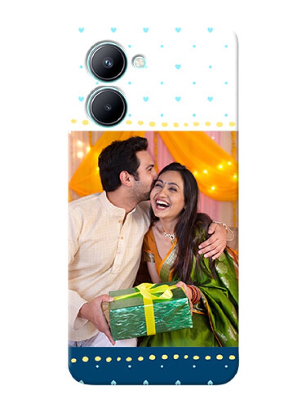 Custom Realme C33 Phone Covers: White and Blue Abstract Design