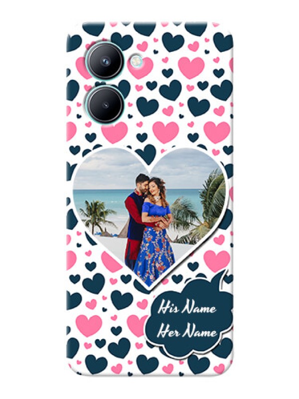 Custom Realme C33 Mobile Covers Online: Pink & Blue Heart Design