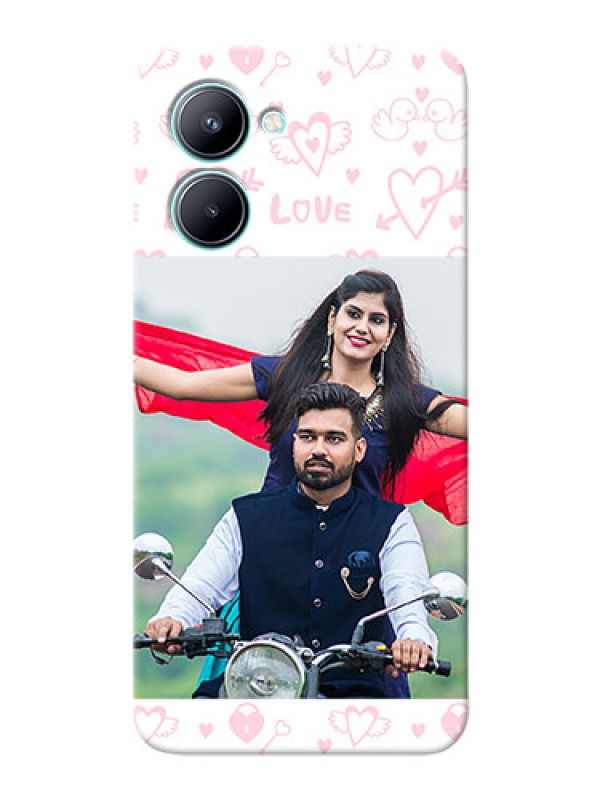 Custom Realme C33 personalized phone covers: Pink Flying Heart Design