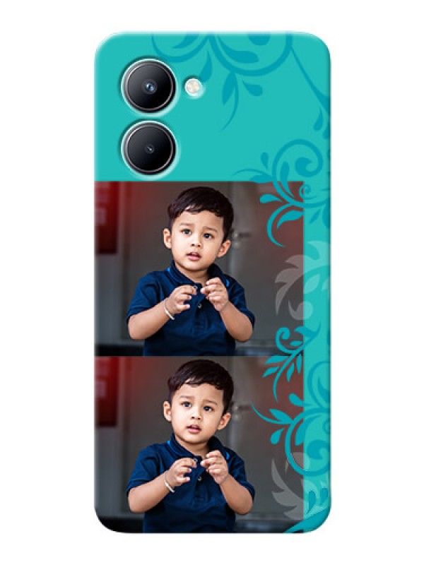 Custom Realme C33 Mobile Cases with Photo and Green Floral Design 