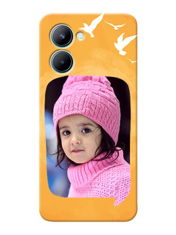 Custom Realme C33 Phone Covers: Water Color Design with Bird Icons