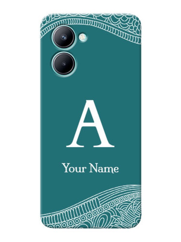Custom Realme C33 Mobile Back Covers: line art pattern with custom name Design