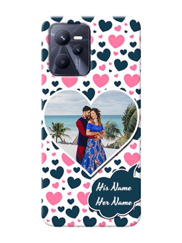 Custom Realme C35 Mobile Covers Online: Pink & Blue Heart Design